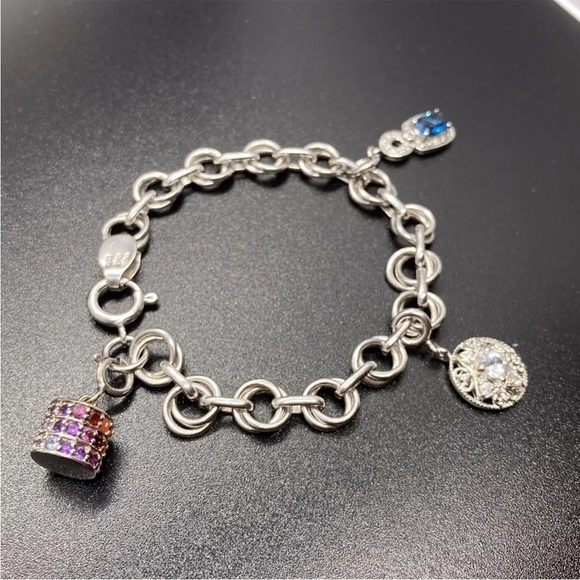 NYC II 15th Anniversary Sterling Silver Charm Bracelet With 3 Charms - Picture 2 of 6